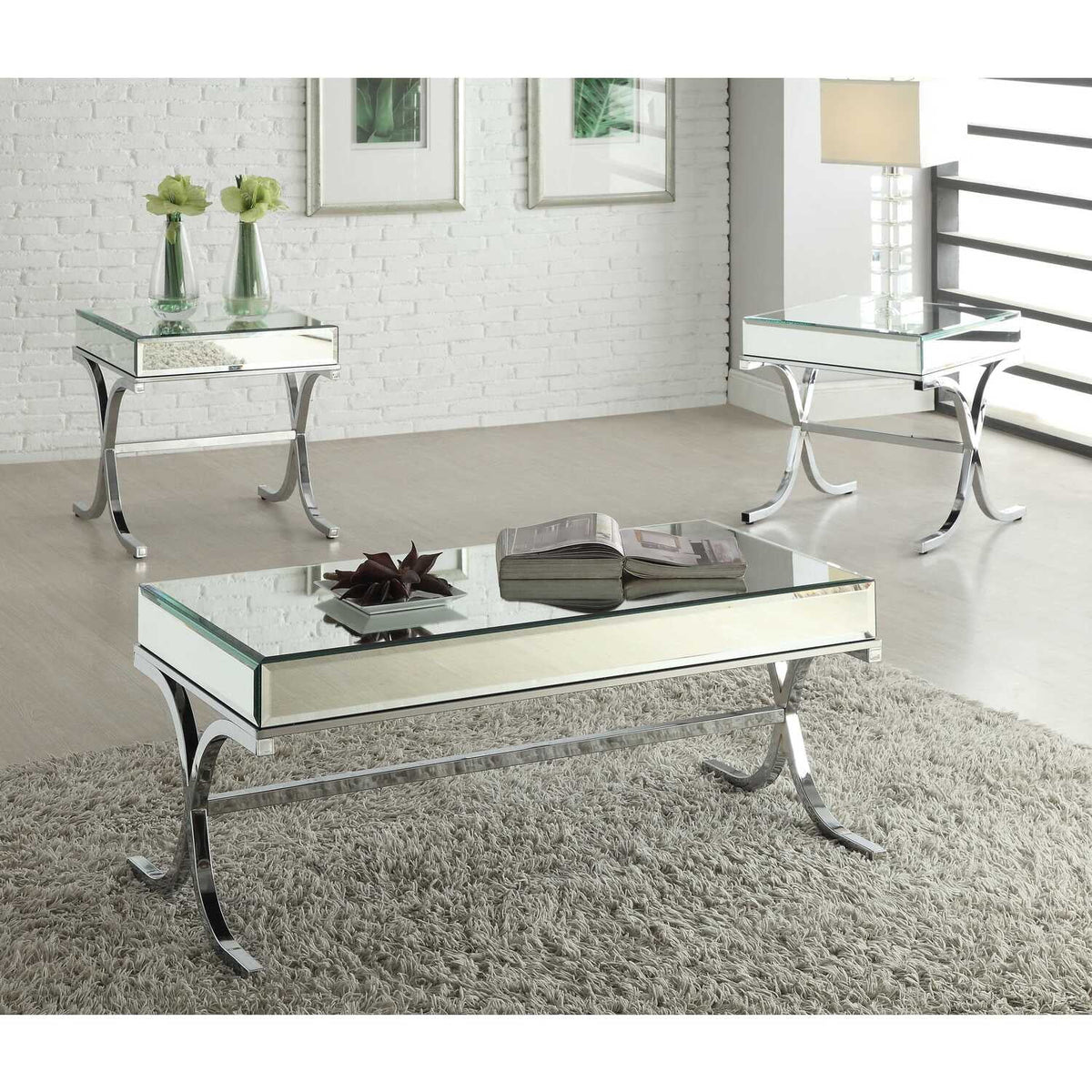 Mirrored Top Tube End Table H427362