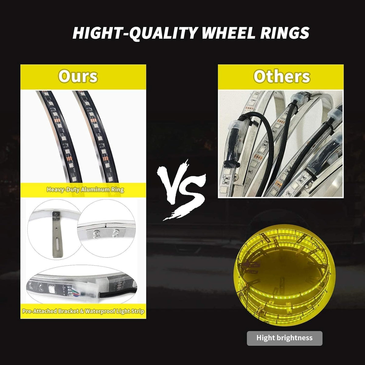 4PCS Dream Color Chasing Auto LED Wheel Ring Lights 17” Waterproof Wheel Light Kit with App Control S5981