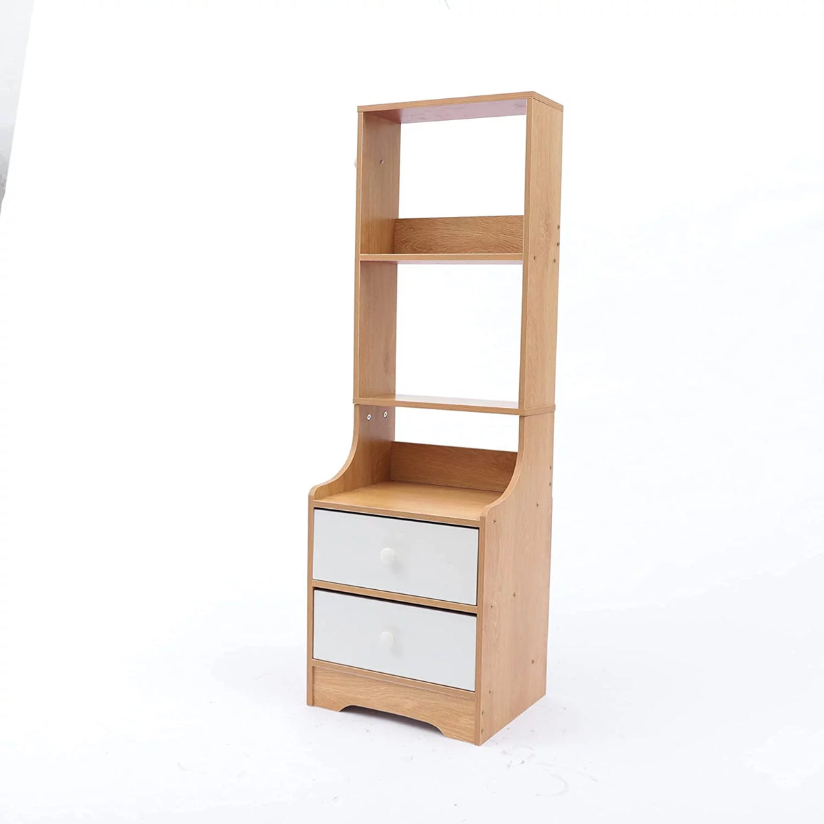 White 3 Layers Bedside Table with Storage Shelf D32504