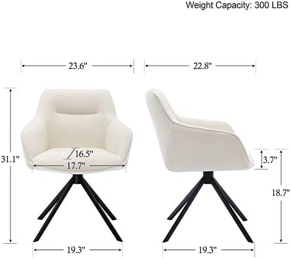 Cream White Swivel Armchair with Metal Legs D5407