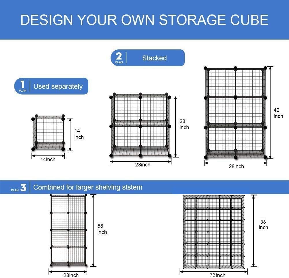 14x14 Wire Cube Storage 30-Cube Modular Shelving Unit Y362574