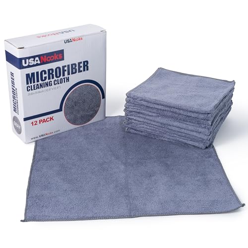 Grey 12 Pcs Microfiber Cleaning Cloth Z195960