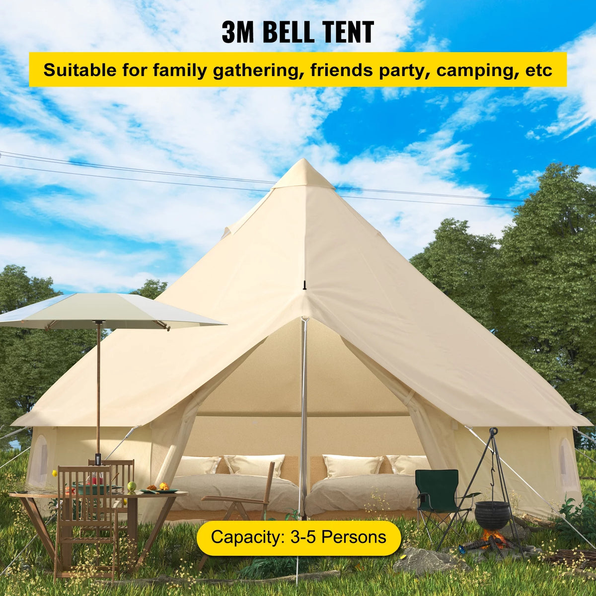 Canvas Bell Tent with Stove Jacket Waterproof 4 Seasons Z14732