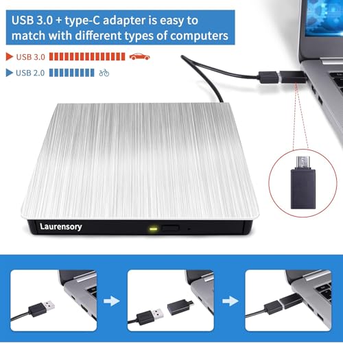 External DVD Drive USB 3.0 Type-C Portable CD DVD Burner Reader S550