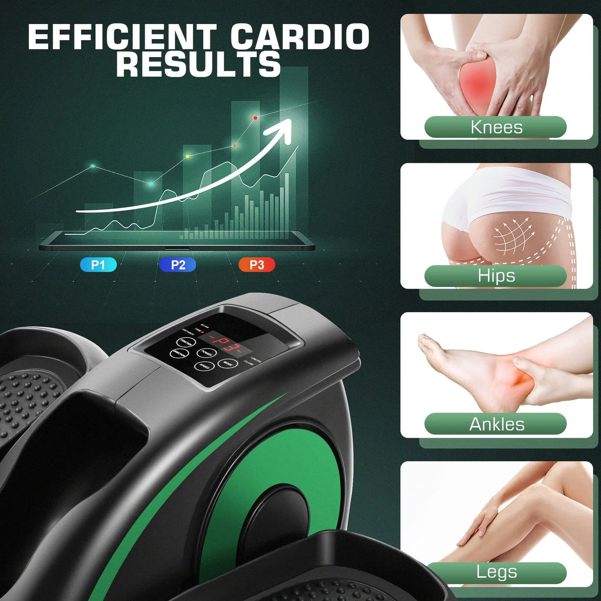 Under Desk Elliptical Pedal Exerciser with Remote & Data Monitor H466302