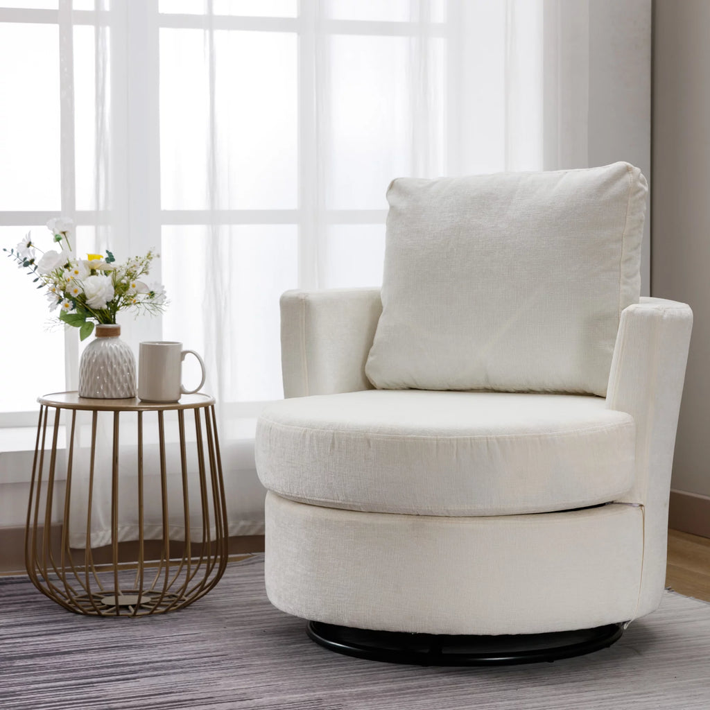 Beige Chenille Swivel Barrel Armchair G928933