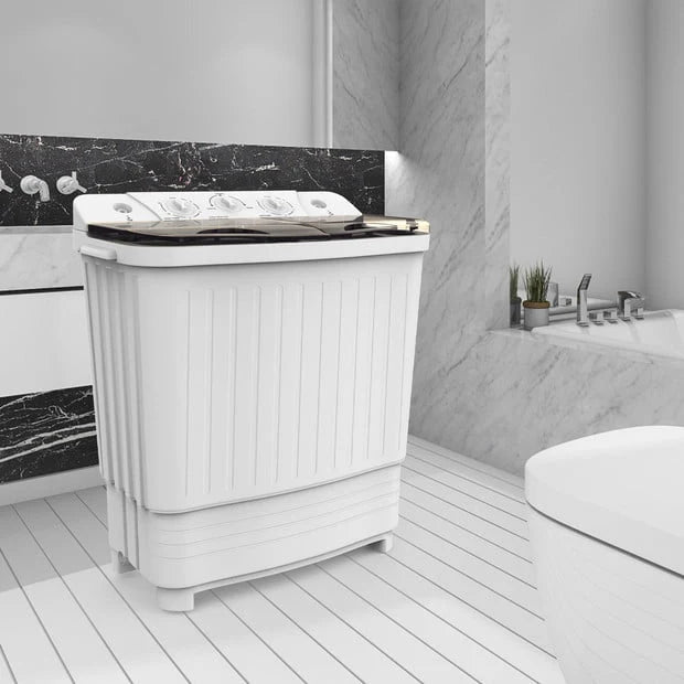 Portable Twin Tub Washing Machine 18Lbs White Black W647178