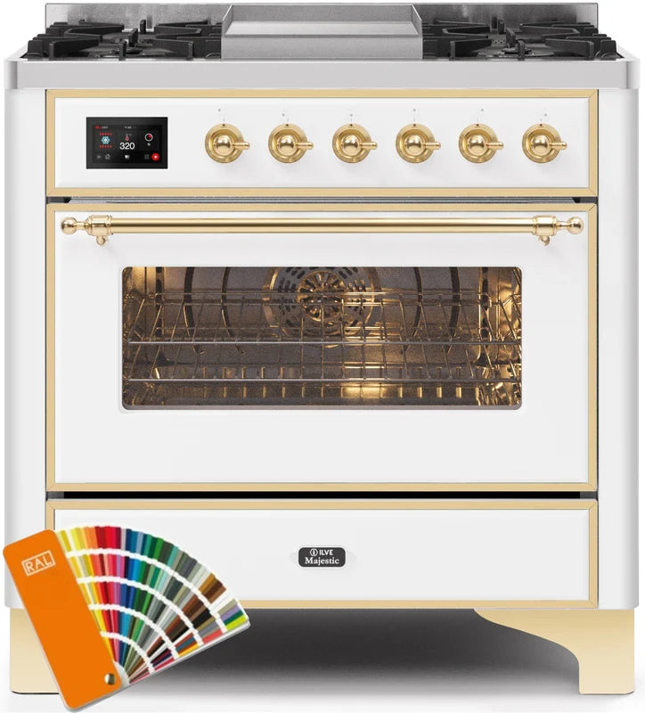 36 Dual Fuel Propane Gas Range with Brass Trim U599