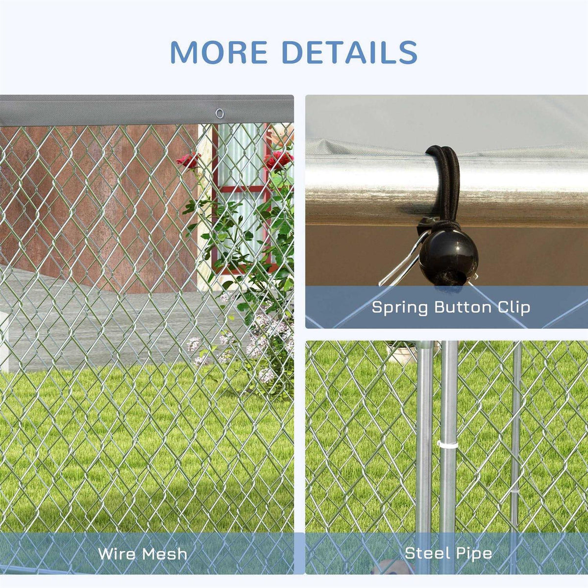 Large Outdoor Dog Kennel with Waterproof UV Resistant Roof B987539