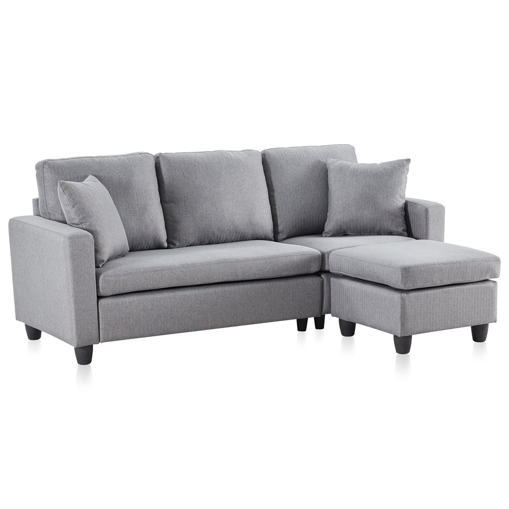 Gray Linen Fabric Convertible Sectional Sofa E900