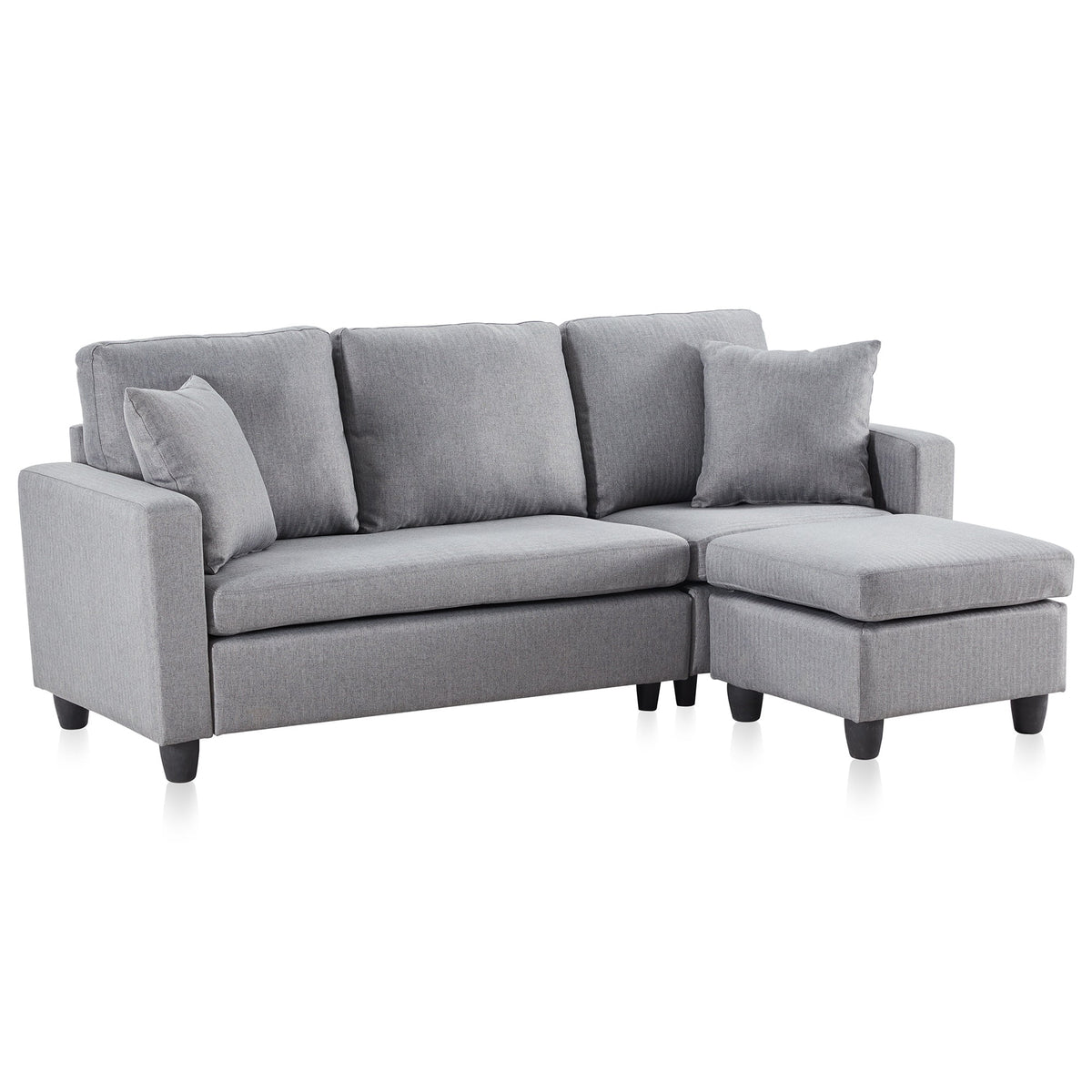 Gray Linen Fabric Convertible Sectional Sofa E900