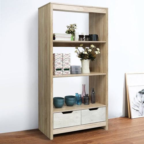 3-Shelf with Drawers MDF Bookcase Storage Q131