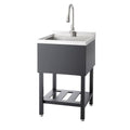Stainless Steel Freestanding Single Bowl Utility Sink with Pull-Out Faucet K372647