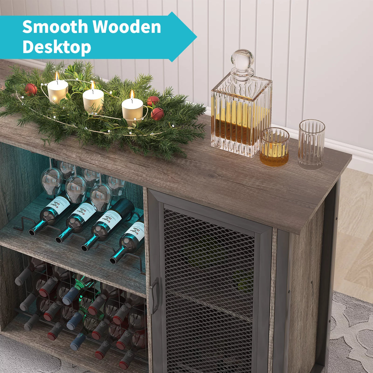 Wine Bar Cabinet with Storage and Wine Rack M327773