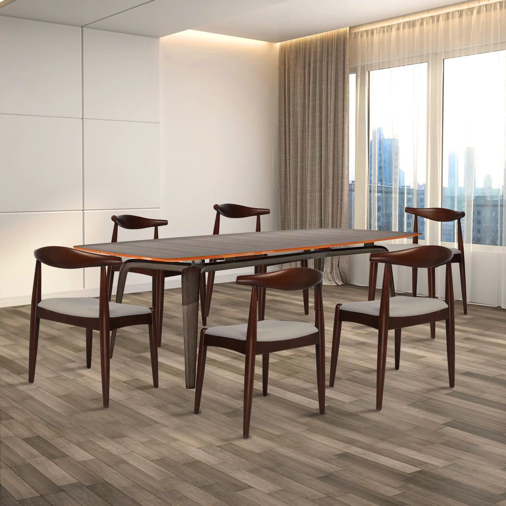 Walnut Mid-Century Dining Chairs Set of 6 Faux Leather K67205