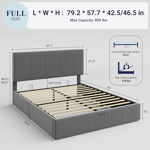 Queen Size Black Velvet Upholstered Storage Bed Frame A843