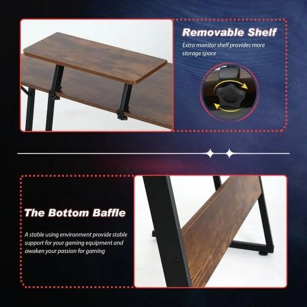 L Shaped Gaming Desk with Large Desktop N356479