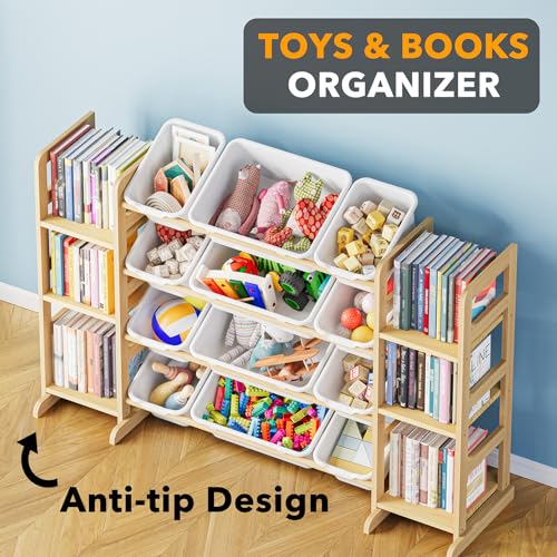 White Toy Storage Organizer with 6 Shelves and 12 Bins V81694