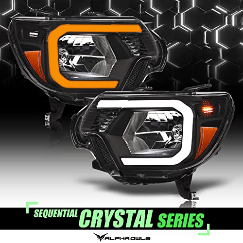 Black Projector Headlights with LED Light Bar O901