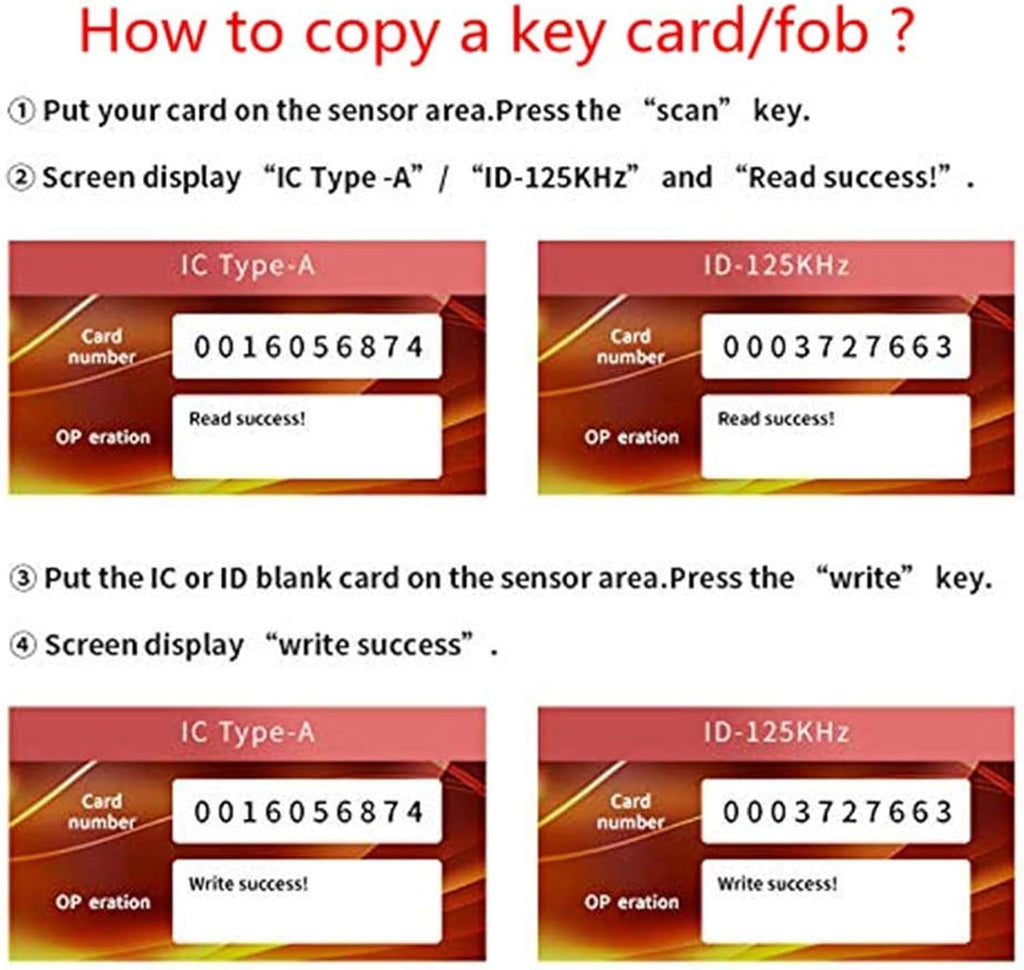 NFC RFID Card Reader Writer Duplicator with 10 ID Cards, 10 Keyfobs and 10 IC Keys R588