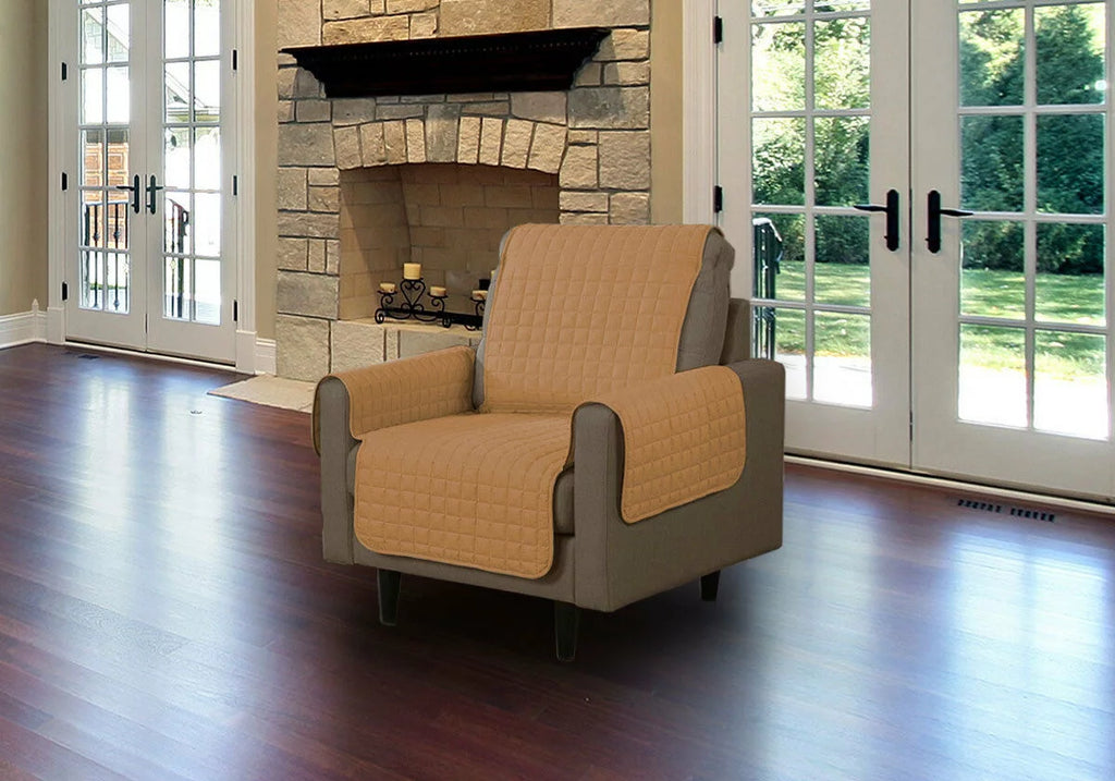 Quilted Microsuede Machine Washable Sofa Slipcover B6893