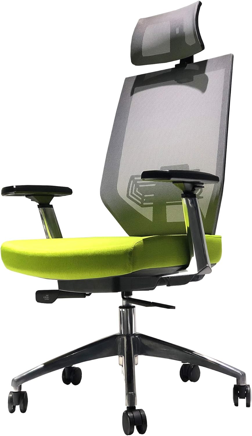 Green and Gray Ergonomic Office Swivel Chair with Padded Seat V556349