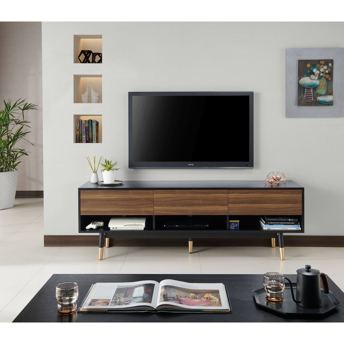 Black 70 inch TV Cabinet Y1322