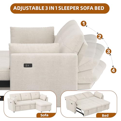 3 in 1 Convertible Velvet Sleeper Sofa Bed C73977