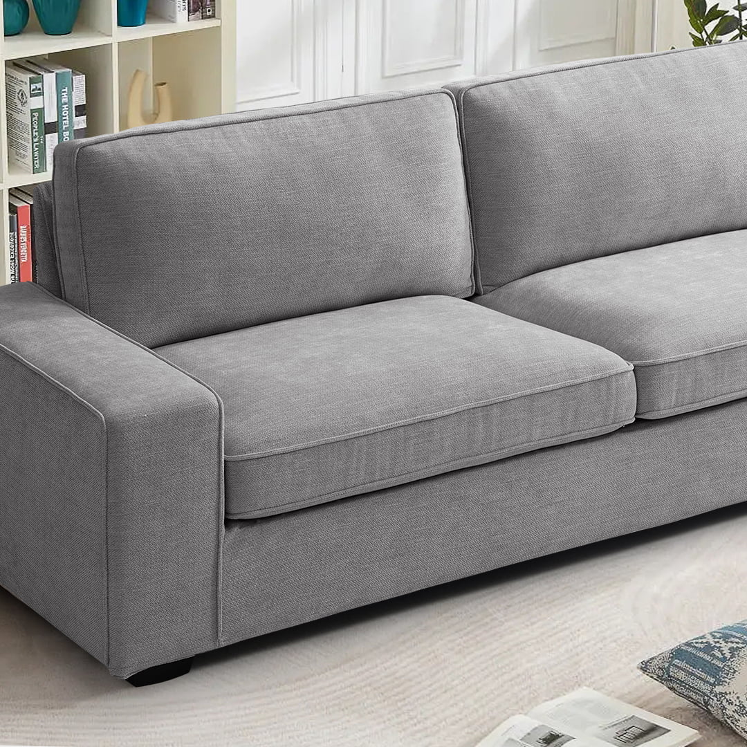 Light Grey Linen Loveseat Sofa with Solid Wood Frame D5400
