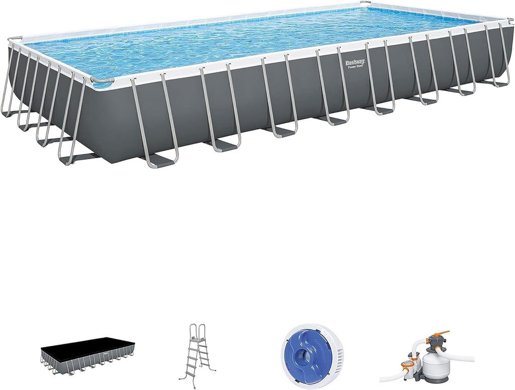 31' 4" x 16' x 52" Rectangular Metal Frame Above Ground Swimming Pool Set A30896