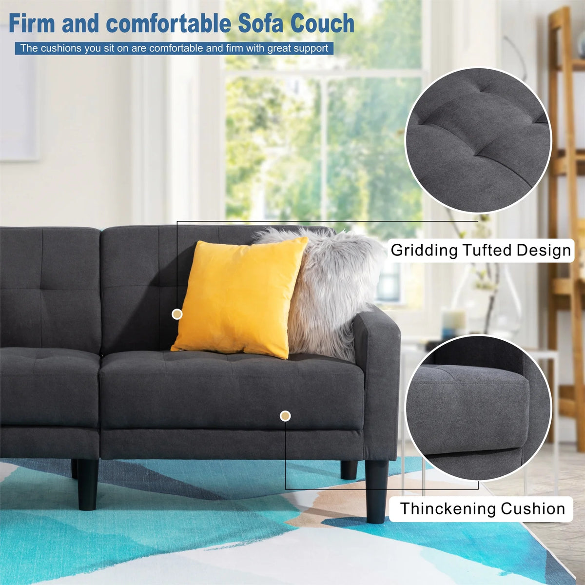 Dark Gray Upholstered 2-Seat Loveseat Sofa A528
