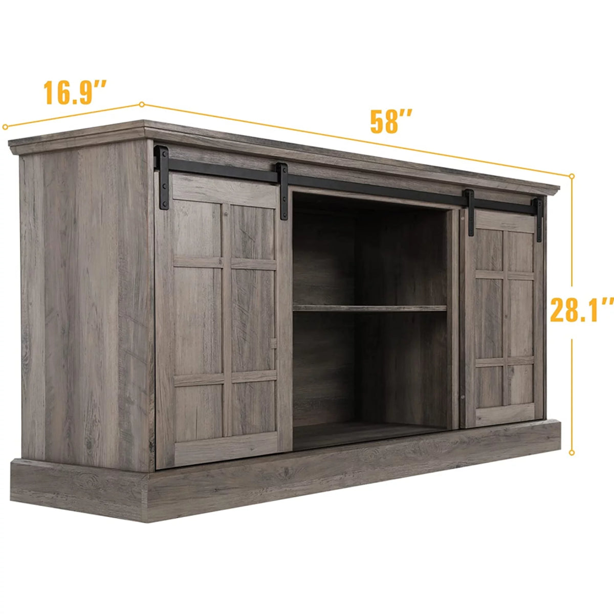 Wash Gray 58" TV Stand with Sliding Barn Door D1748