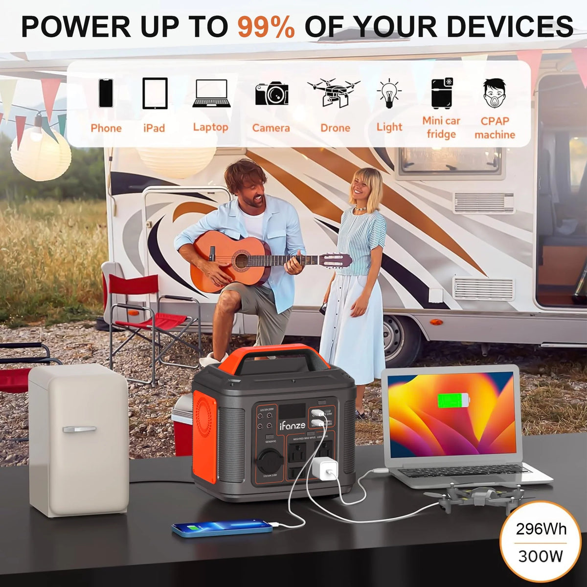 Portable Power Station 300W 296Wh 80000mAh Solar Generator Q72168
