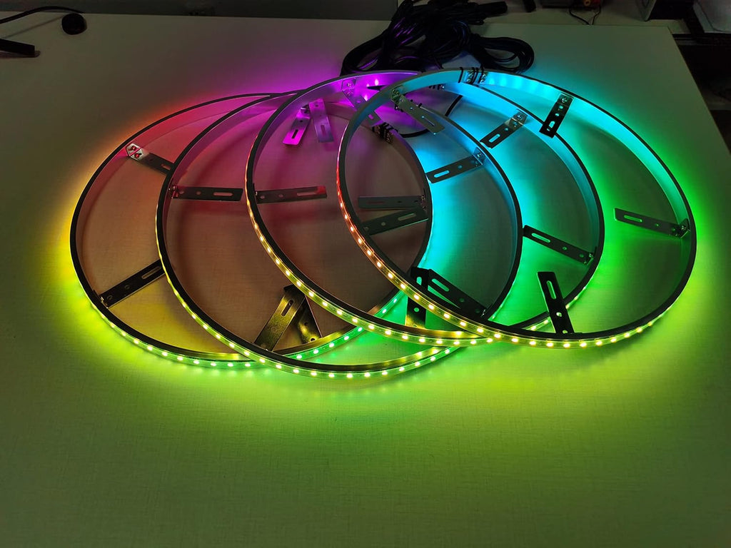 4PCS Dream Color Chasing Auto LED Wheel Ring Lights 17” Waterproof Wheel Light Kit with App Control S5981