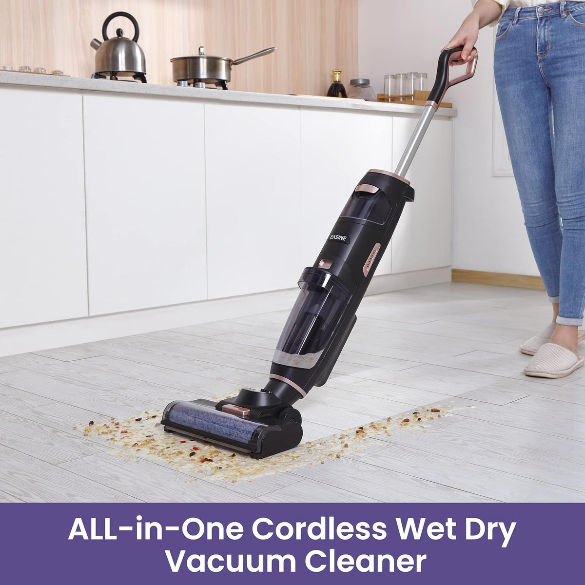 Cordless Stick Wet Dry Vacuum Cleaner, Self-Cleaning, Black Y3176