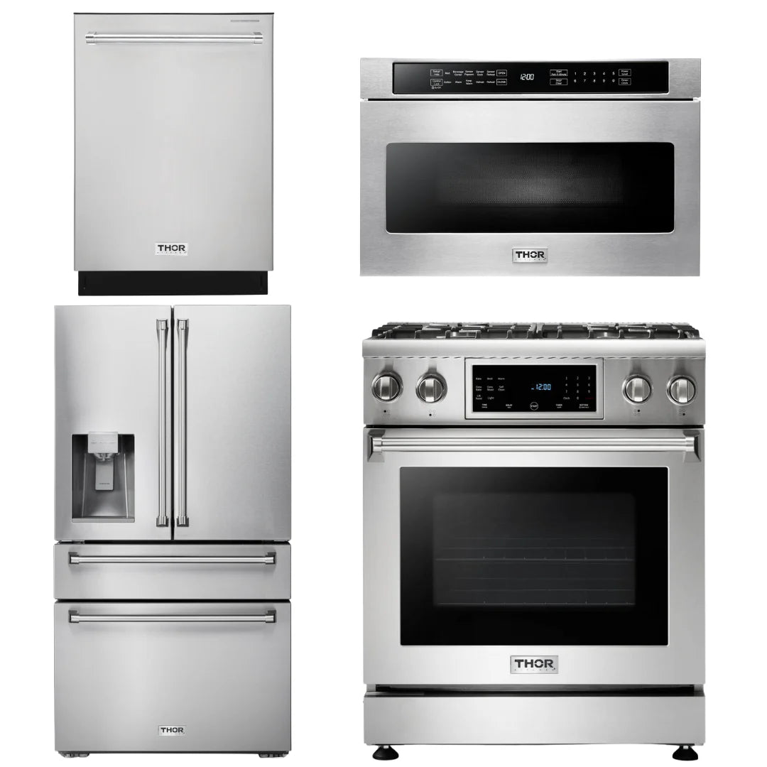 30 Propane Gas Range, Microwave, Refrigerator, Dishwasher E46745