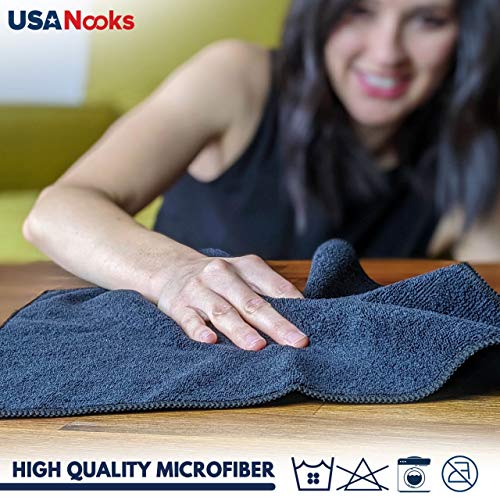 Grey 12 Pcs Microfiber Cleaning Cloth Z195960