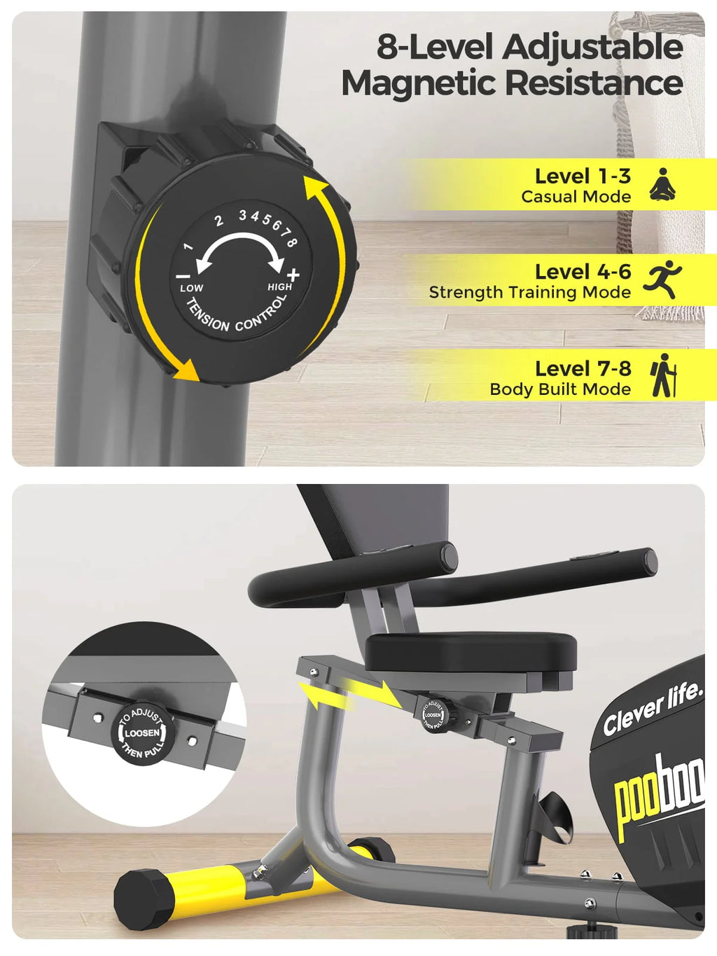 Recumbent Exercise Bike Belt Drive Indoor Cycling Bike J9619