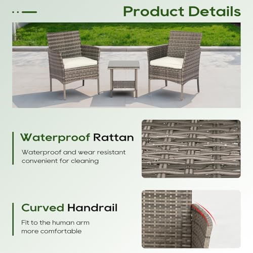 4-Piece Black Wicker Patio Furniture Set with Coffee Table S23037