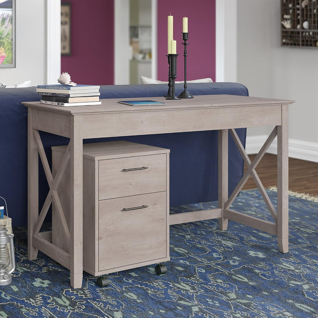 54W Computer Desk with Storage and 2 Drawer File Cabinet Q129826
