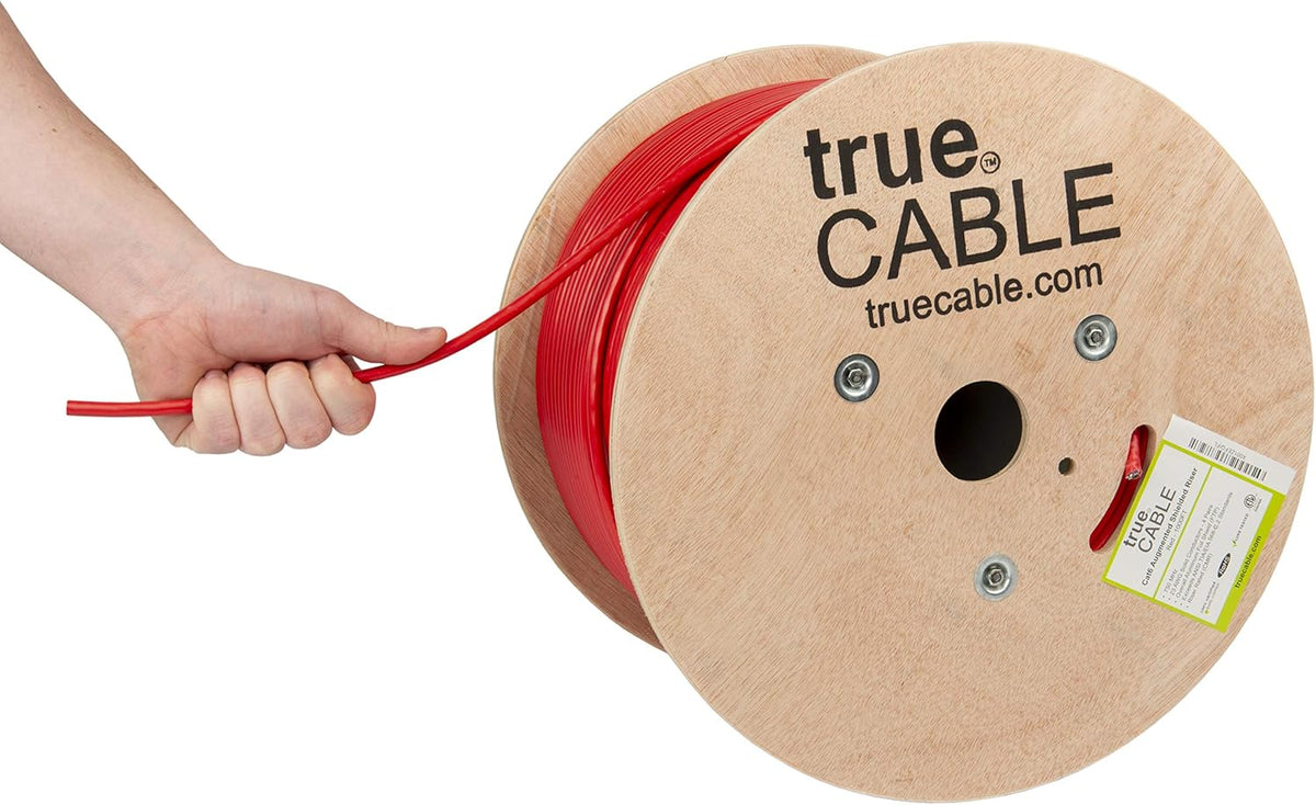 Cat6A Shielded Riser 1000ft Purple 23AWG Solid Bare Copper Ethernet Cable O7972