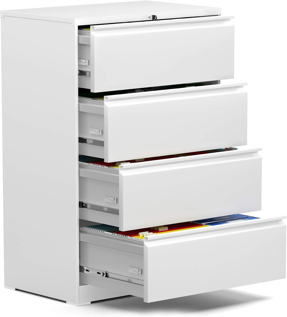 White 4 Drawer Steel Lateral File Cabinet W9029