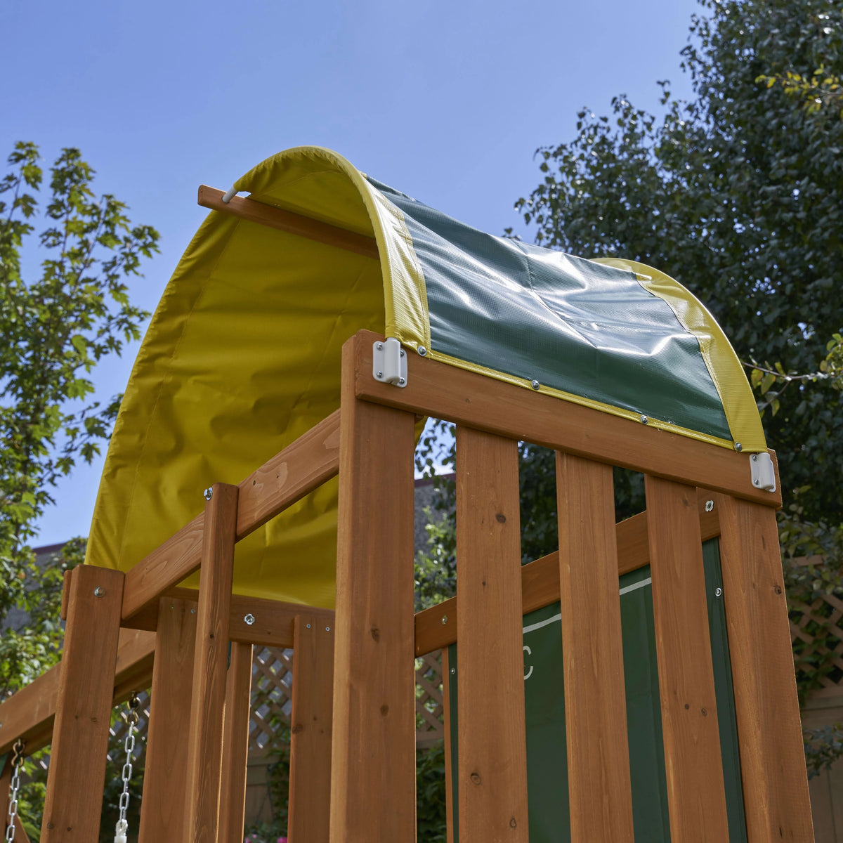 Wooden Outdoor Swing Set with Slide and Rock Wall Z3029