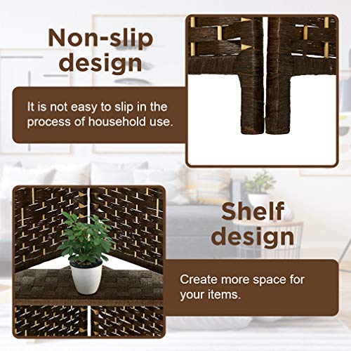 4 Panel Wood Room Divider with Storage Shelves H169