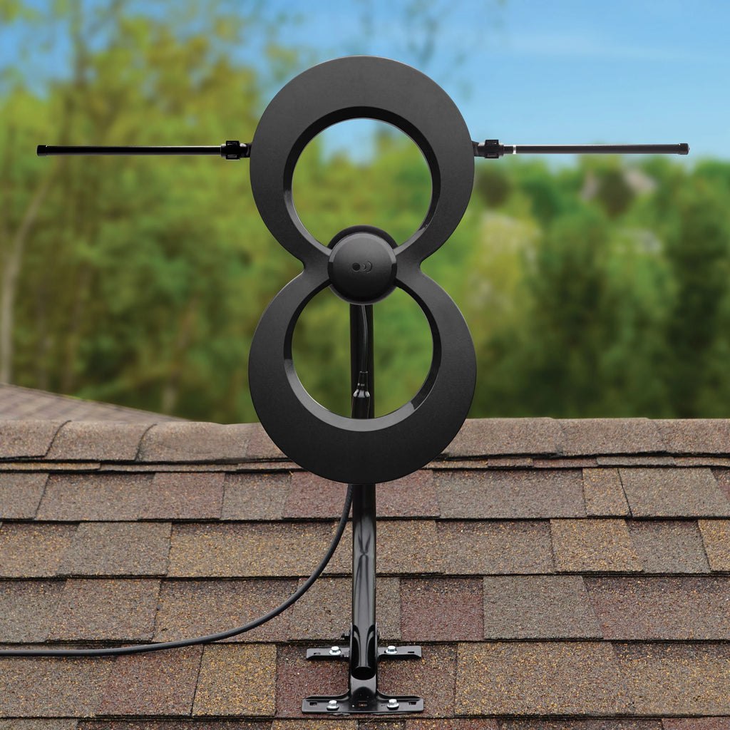 Indoor Outdoor HDTV Antenna, UHF VHF, Multi-Directional, 60+ Mile Range, Black I15346