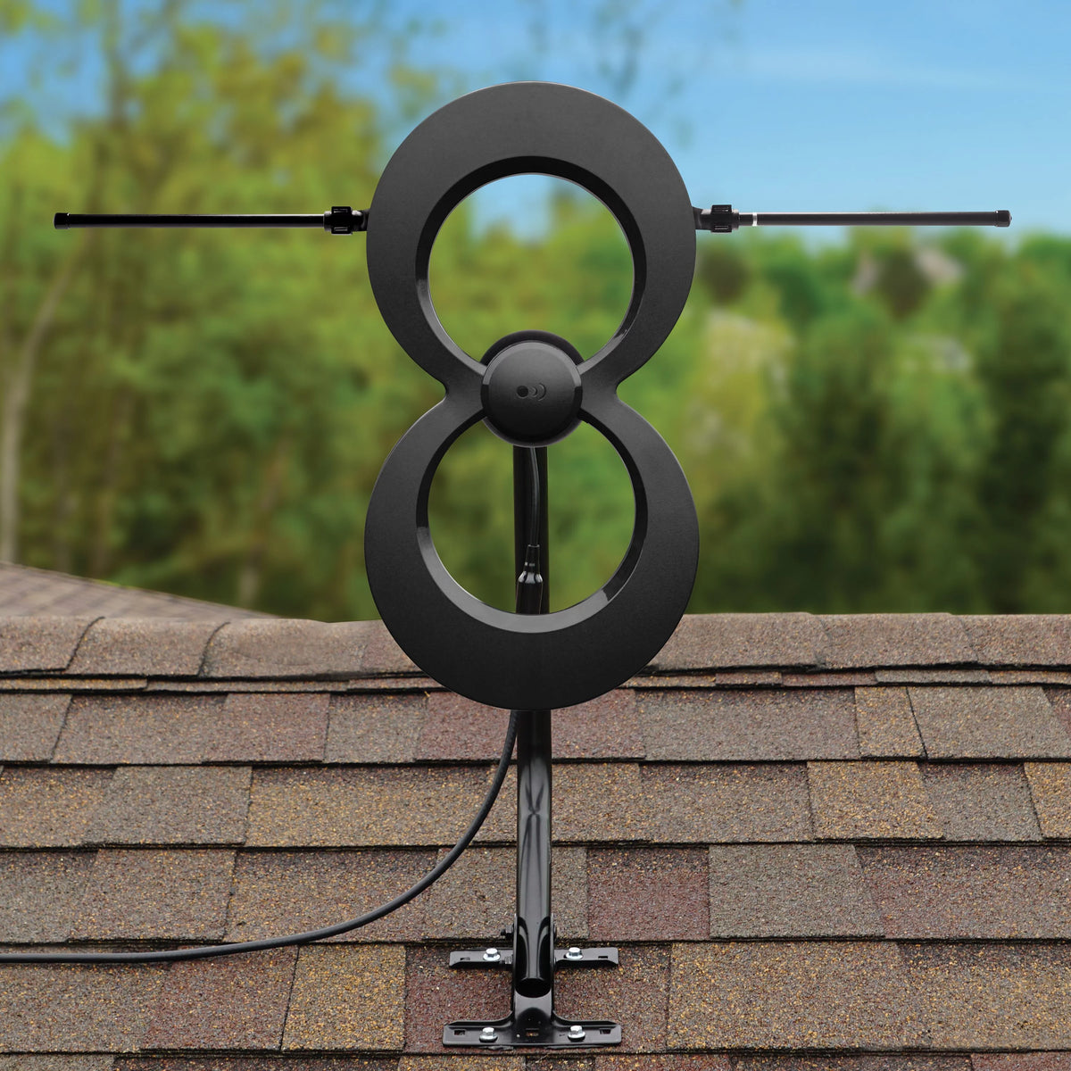 Indoor Outdoor HDTV Antenna, UHF VHF, Multi-Directional, 60+ Mile Range, Black I15346