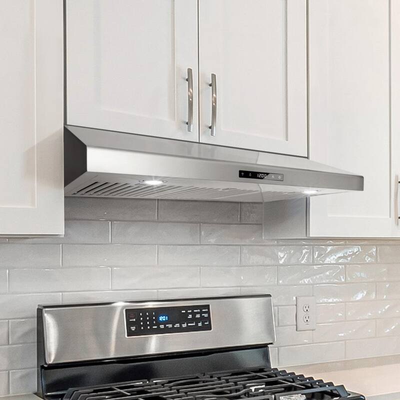 36 in. 500 CFM Ducted Under Cabinet Range Hood with Digital Touch Display and LED Lights in Stainless Steel B81846