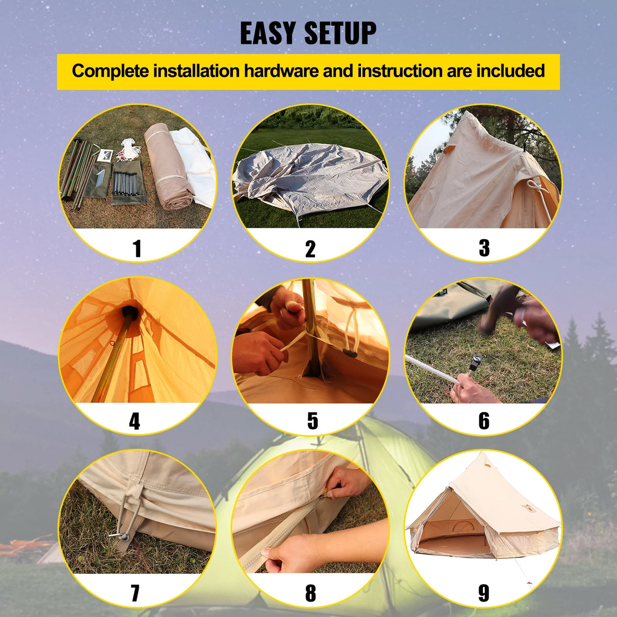 Canvas Bell Tent with Stove Jacket Waterproof 4 Seasons Z14732