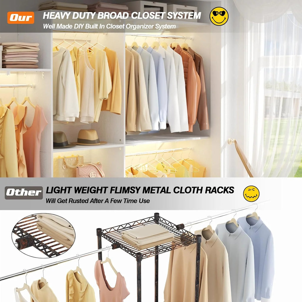96'' White Closet System with 3 Shelving Towers K18183