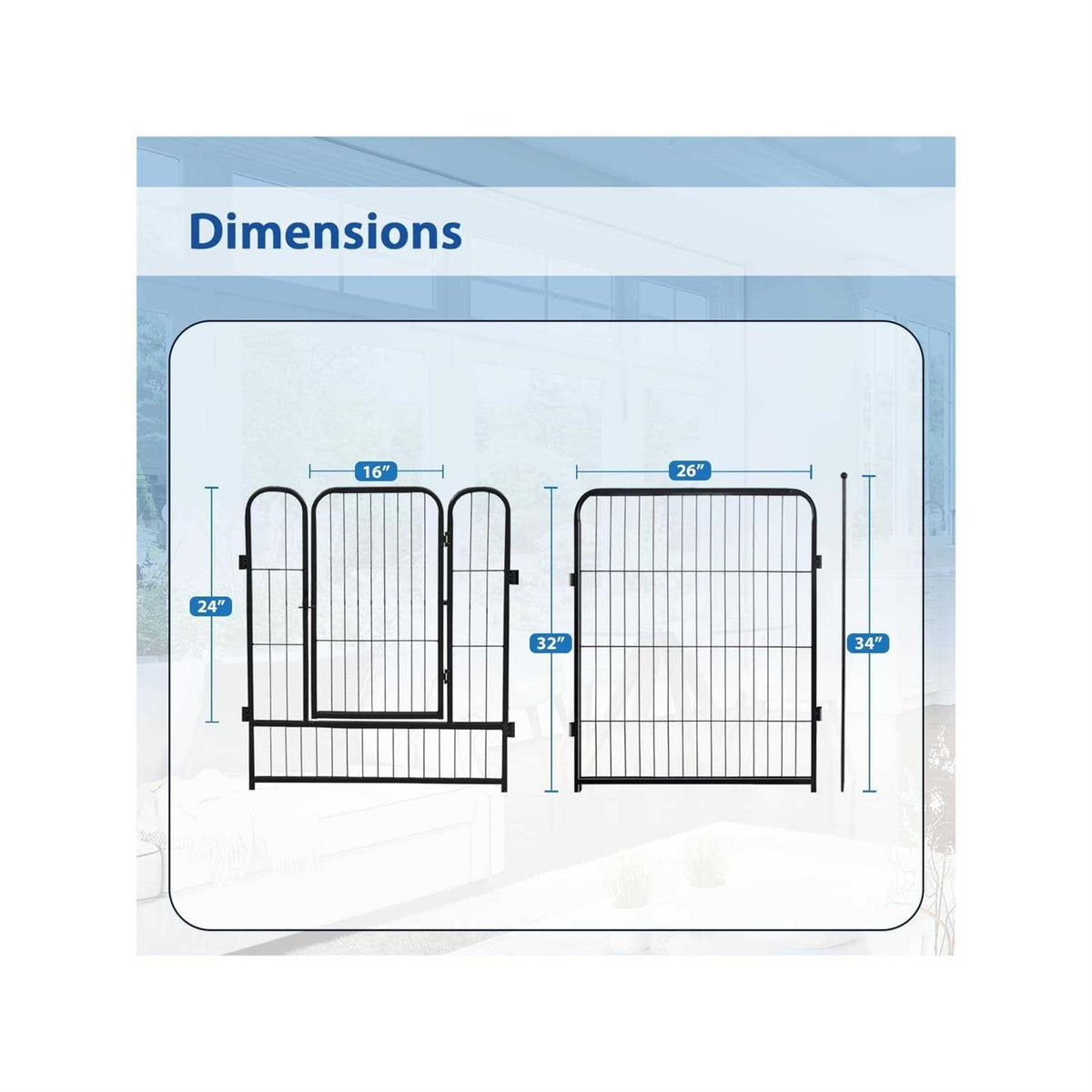 8 Panel Metal Exercise Pen with Pet Door C74152